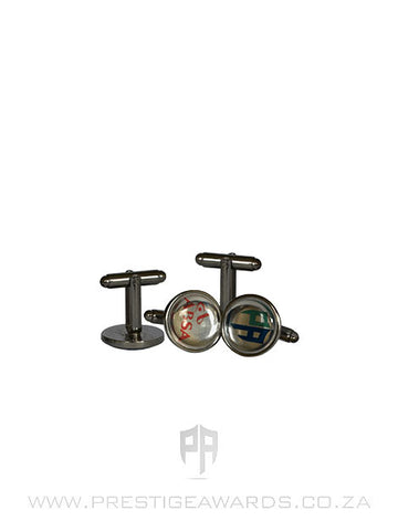 Round Chrome Cufflinks with Domed Decal