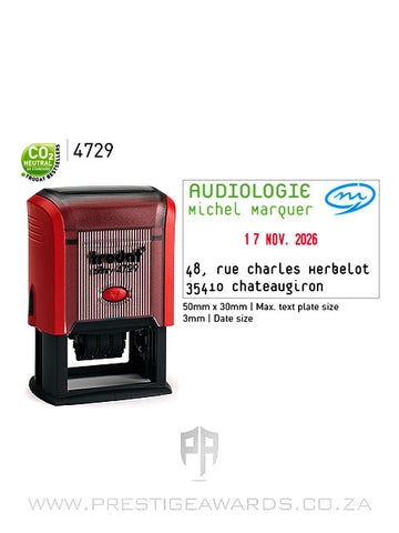 Self-inking Info and Date Rubber Stamp