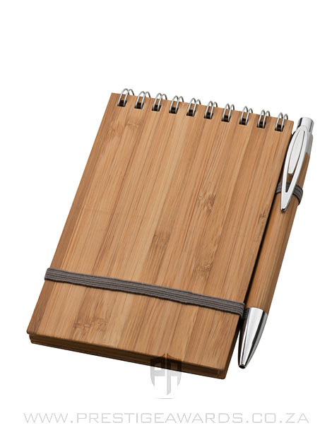 A5 Bamboo Notepad with Pen, Lasered