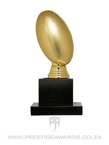 Rugby Ball Gold Miniature Trophy on Black Tower base