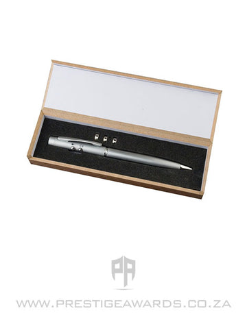 Silver Laser pointer / pen, boxed, including laser engraving.